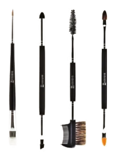 Double-ended smudge, lash comb and lip brushes