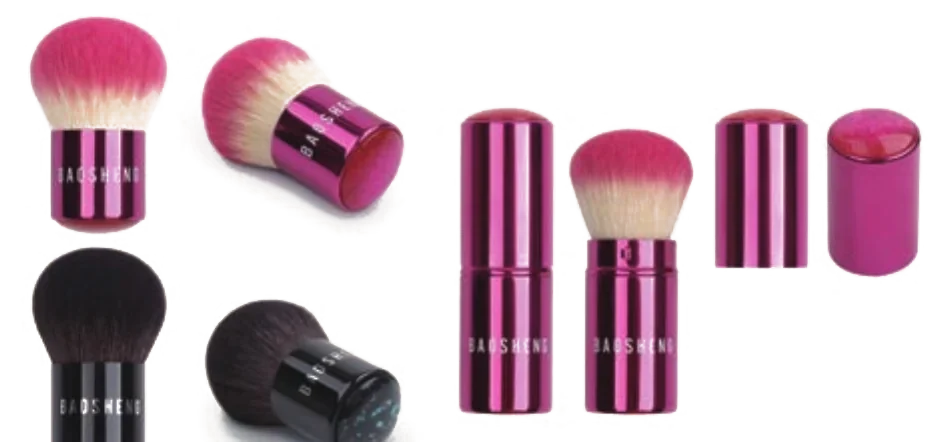 Glitter-stone kabuki brushes in pink and black