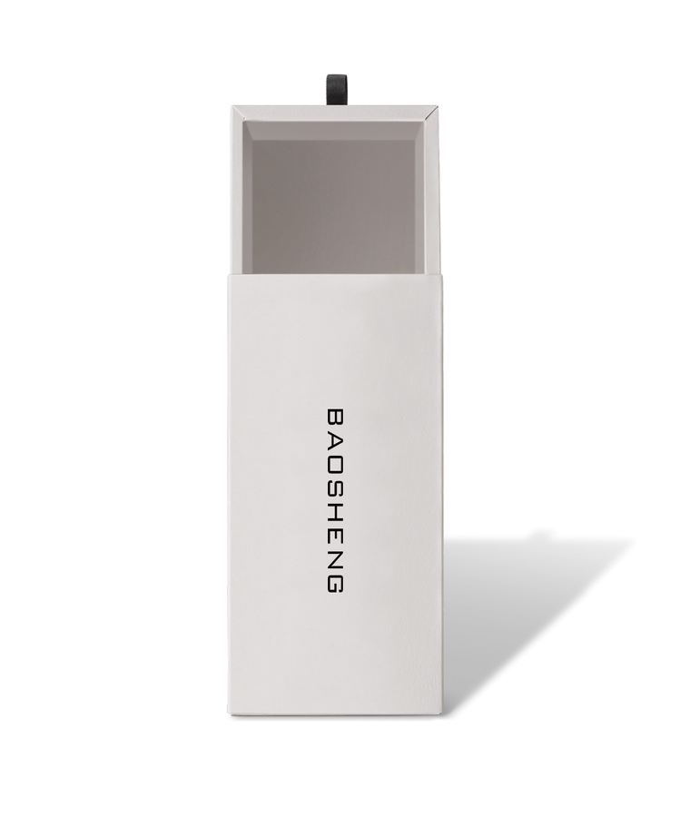 White slide-out sleeve box with ribbon pull