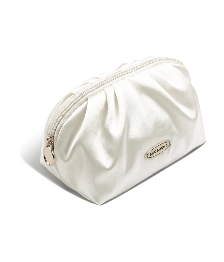 Cream pleated clutch