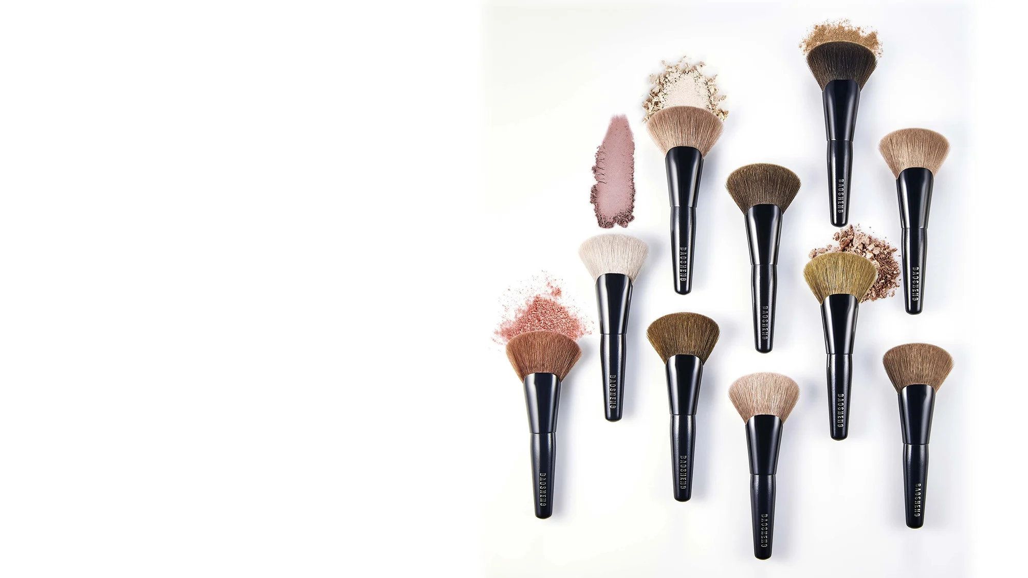 Baosheng powder and fan brushes with loose pigment
